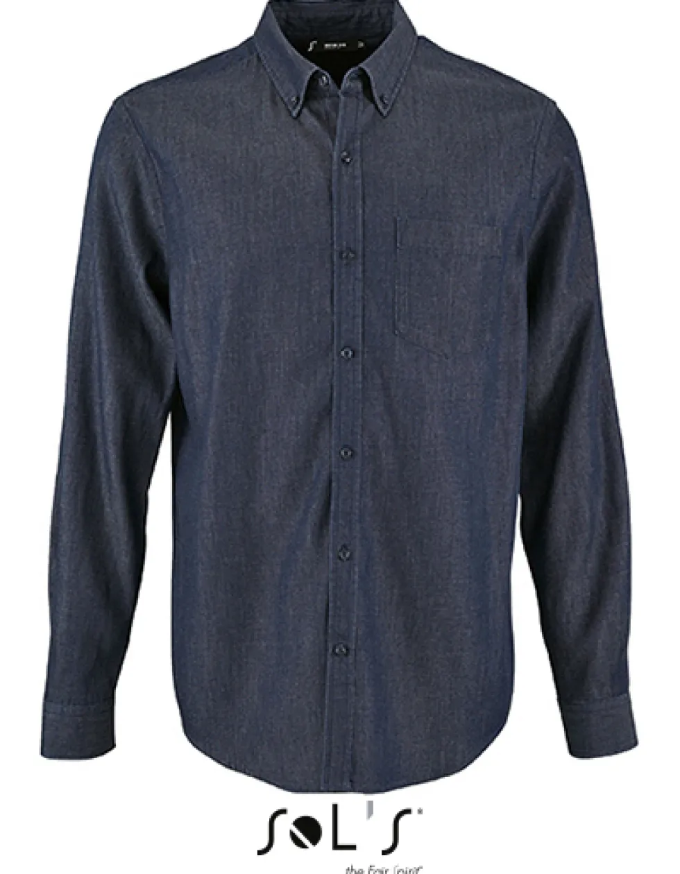 L02100 SOL´S Herren Denim Fischgrätenmuster Hemd Barry