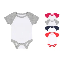 LW502 Larkwood Baby-Body Kurzarm im Baseball-Stil
