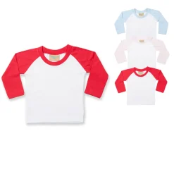 LW025 Larkwood Baby Langarm shirt im Baseball-Stil