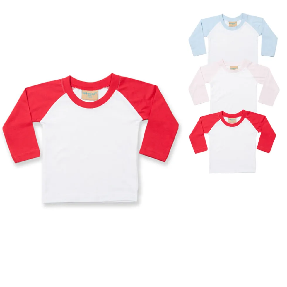 LW025 Larkwood Baby Langarm shirt im Baseball-Stil