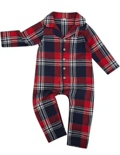 LW074 Larkwood Tartan Baby-Schlafstrampler