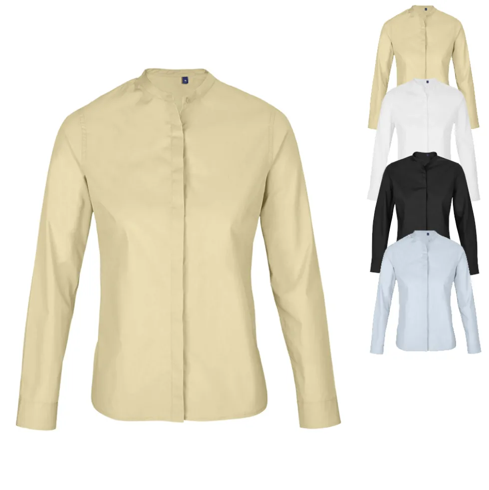 NB3787 NEOBLU Damen Bluse Mandarinkragen Bart