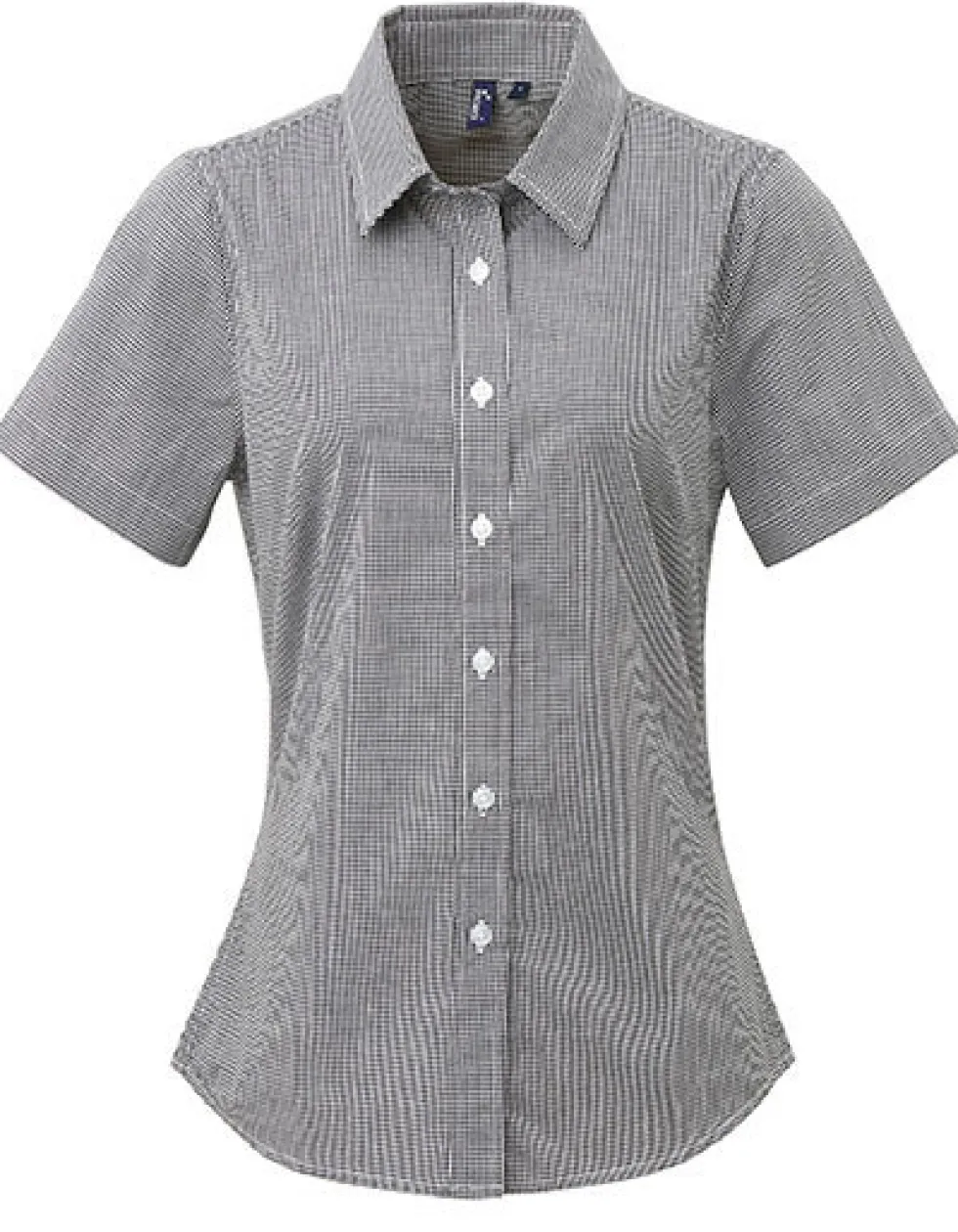 PW321 Premier Workwear Damen Bluse Vichy-Muster kurzarm