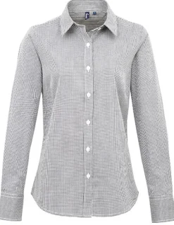 PW320 Premier Workwear Damen Hemd Langarm im beliebten Vichy-Muster
