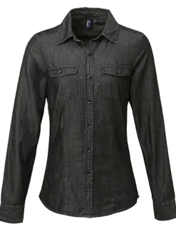 PW322 Premier Workwear Damen Jeanshemd aus 100% Baumwolle