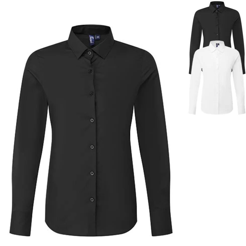 PW303 Premier Workwear Damen Poplin Bluse langarm