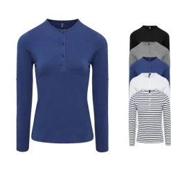 PW318 Premier Workwear Damen T-Shirt mit Krempelärmel und Knopflasche am Oberarm