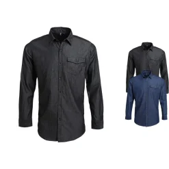 PW222 Premier Workwear Herren Jeanshemd aus 100% Baumwolle