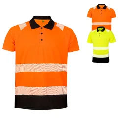 RT501 Result Poloshirt Schnelltrocknend mit schwarzer Kontrastblende und Kragen