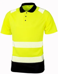 RT501 Result Poloshirt Schnelltrocknend mit schwarzer Kontrastblende und Kragen