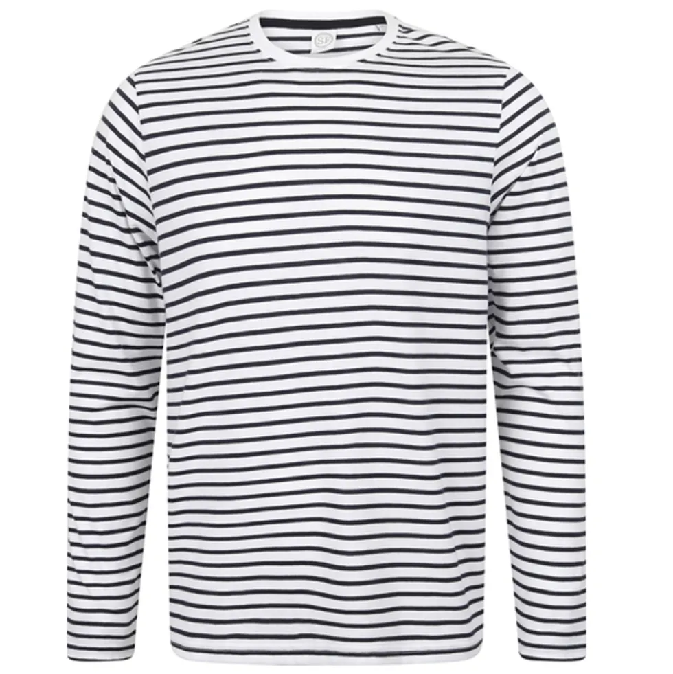 SFM204 SF Men Gestreiftes Unisex-T-Shirt mit langen Ärmeln