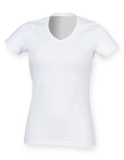 SF122 SF Women Damen Strech-T-Shirt mit V-Ausschnitt