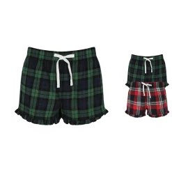 SF82 SF Women Kurze Hose mit Tartan-Rüschen für Damen Schlafhose