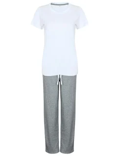 TC053 Towel City Weißes T-Shirt mit Stulpen und langer Hose