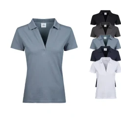 TJ1409 Tee Jays Damen Luxus dehnbares Polo V-Ausschnitt