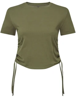 TR069 TriDri Damen bauchfreies kurzes Top mit Raffungen