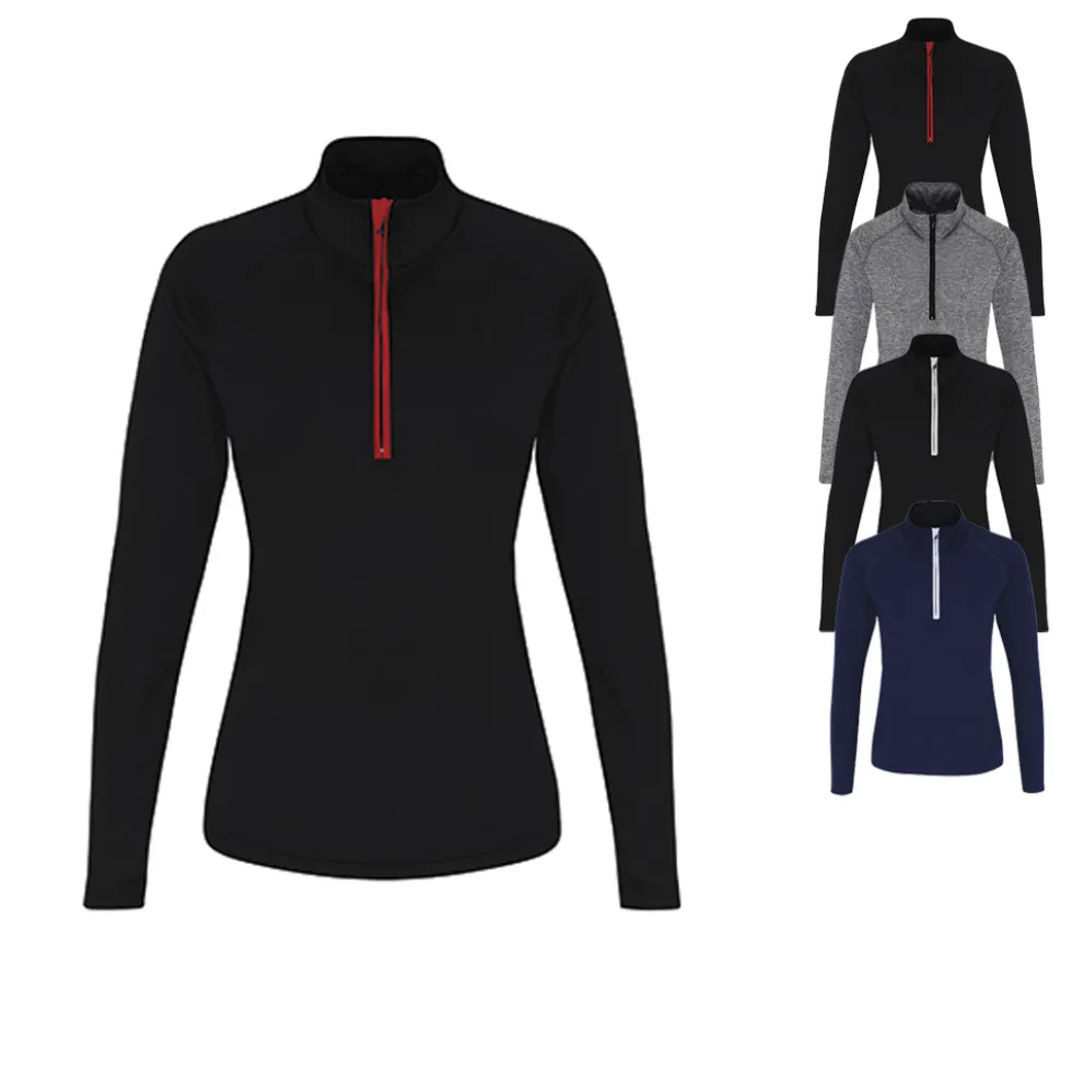TR120 TriDri Damen Sport ¼-Reißverschluss langarm Shirt
