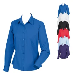 W591 Henbury Damen langarm Bluse Schweißtransportierendes Cofrex/Pufy® Polyester-Garn