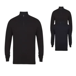 W729 Henbury Herren Pullover mit Viertelreißverschluss