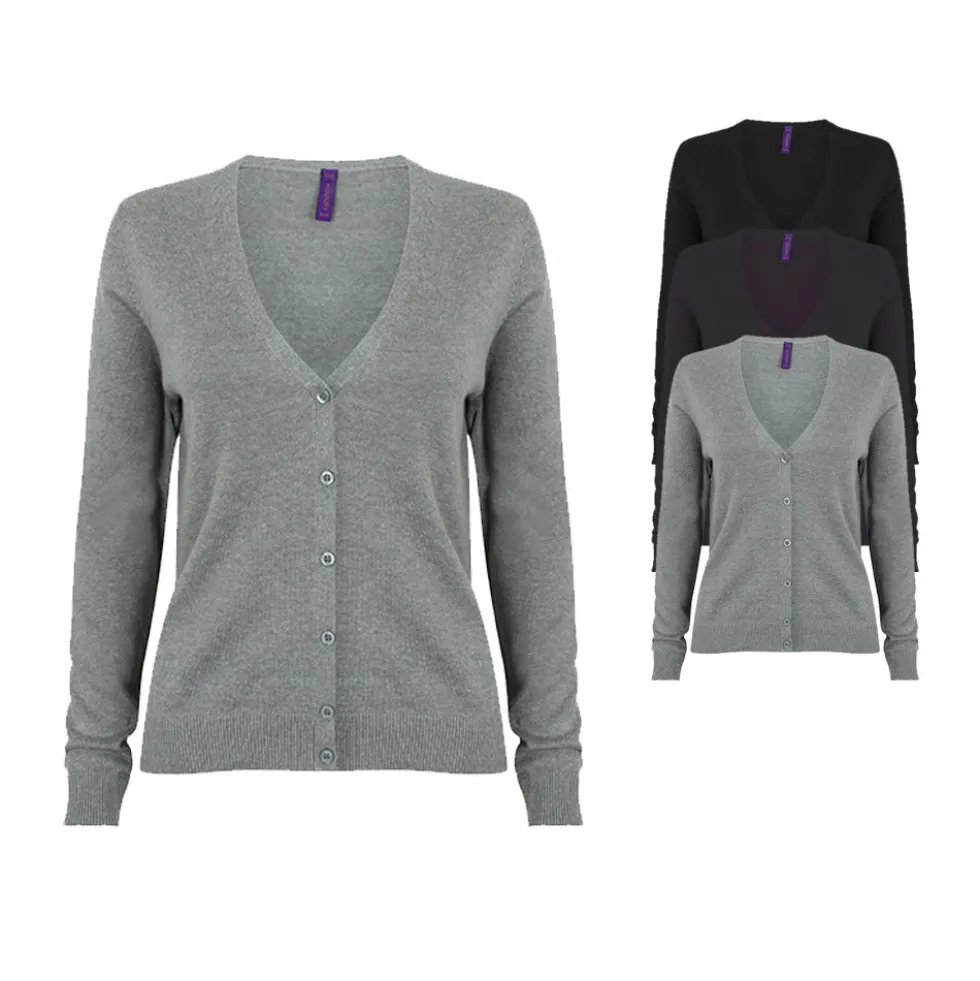 W726 Henbury Leichte Damen-Strickjacke Cardigan mit V-Ausschnitt