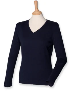 W721 Henbury Leichter Damen-Pullover mit V-Ausschnitt