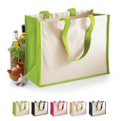 WM422 Westford Mill Jutetasche mit Baumwoll-Tragegriffe und -Seitenteile