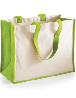 WM422 Westford Mill Jutetasche mit Baumwoll-Tragegriffe und -Seitenteile