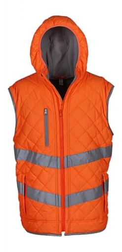 YK007 YOKO Hi-Vis hochsichtbares Sicherheitsweste Kensington Stepp-Weste mit Kapuze