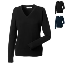Z710F Russell Collection Damen Strick Pullover mit V-Ausschnitt