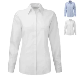 Z962F Russell Collection Fischgrätmuster Bluse Langarm Damen