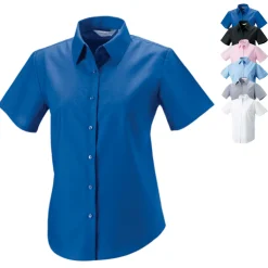 Z933F Russell Collection Kurzärmelige Oxford-Bluse