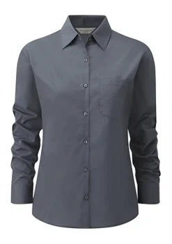 Z934F Russell Collection Langarm Popeline-Bluse