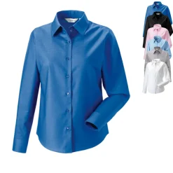 Z932F Russell Collection Langärmelige Oxford-Bluse