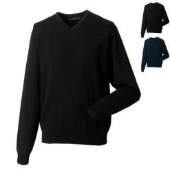 Z710 Russell Collection Herren Strick Pullover mit V-Ausschnitt